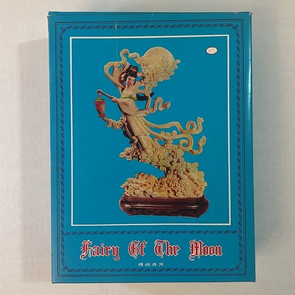 Vintage VITA Fairy of the Moon Statue Figurine Faux Jade Mystic Oriental Lady